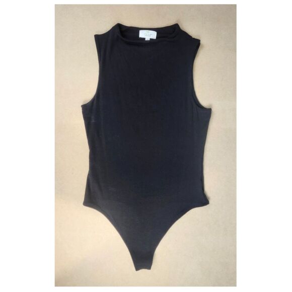 Live In The Moment Bodysuit Black size Large Sleeveless Mock Neck Snap Crotch - Picture 1 of 6